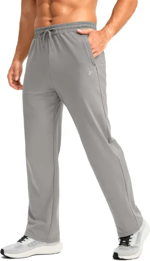 Pudolla Men's Fleece Lined Sweatpants with Zipper Pockets Winter Warm Water Resistant Athletic Pants for Workout Running
