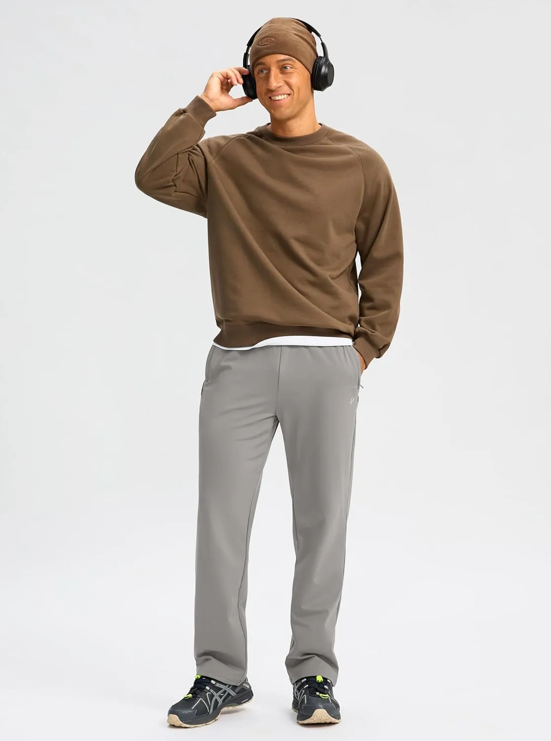 Pudolla Men's Fleece Lined Sweatpants with Zipper Pockets Winter Warm Water Resistant Athletic Pants for Workout Running
