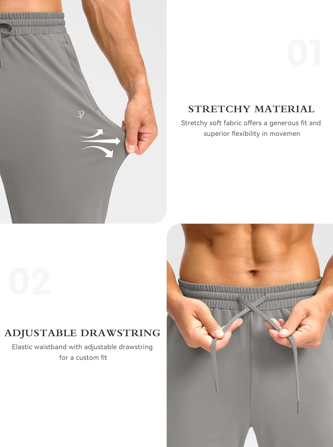 Pudolla Men's Fleece Lined Sweatpants with Zipper Pockets Winter Warm Water Resistant Athletic Pants for Workout Running