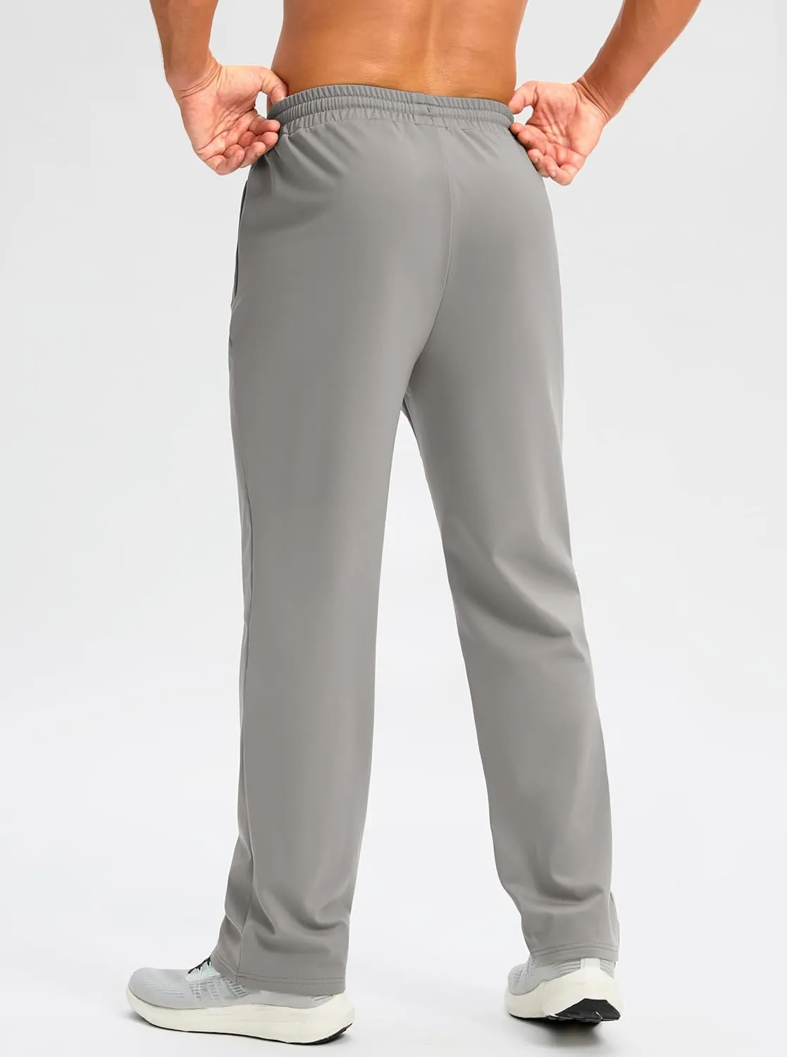 Pudolla Men's Fleece Lined Sweatpants with Zipper Pockets Winter Warm Water Resistant Athletic Pants for Workout Running
