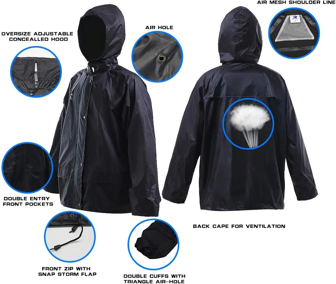 Rain Jacket Pants Suits for Men Women Waterproof Lightweight Rain Gear Coat Workwear