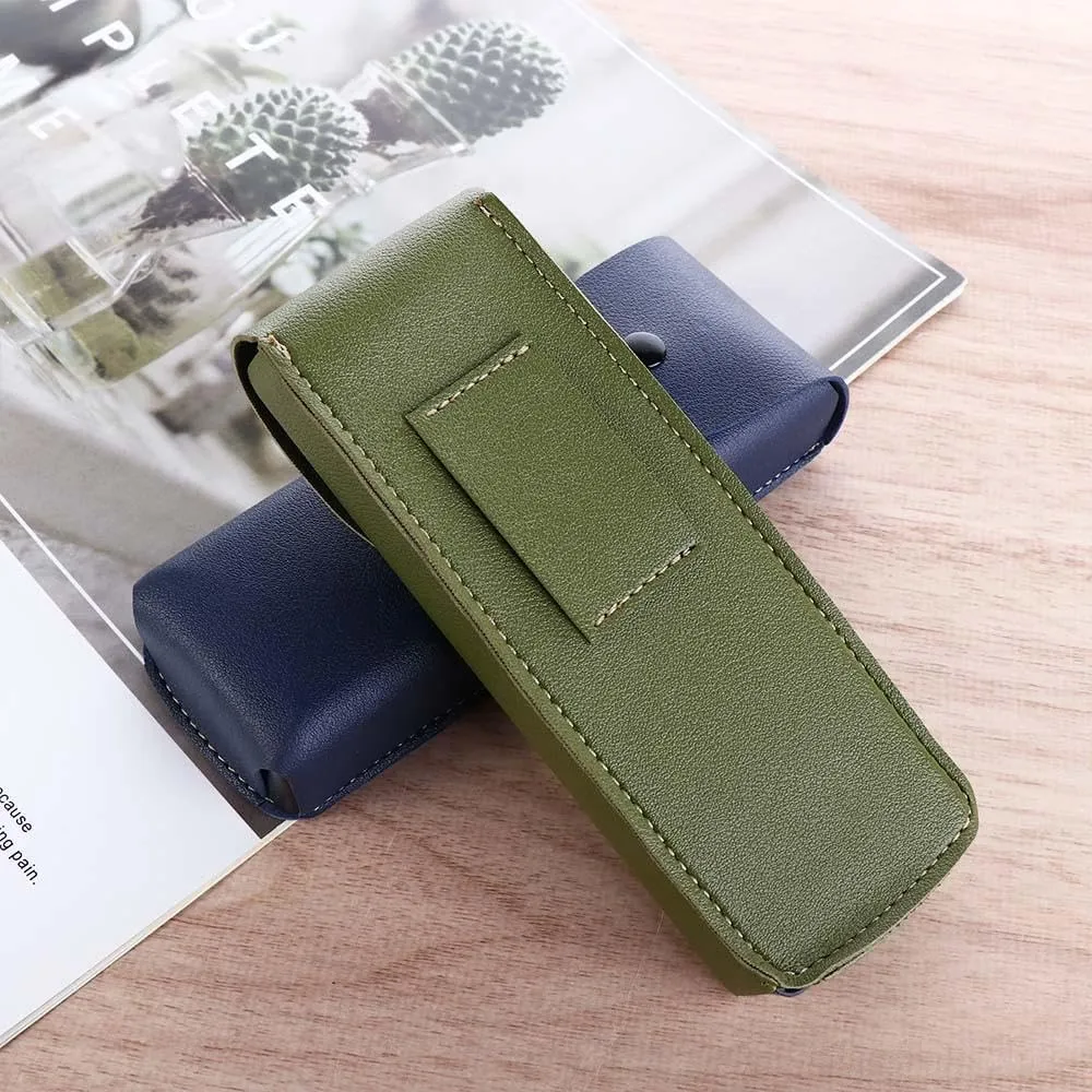 Retro Waistpack Glasses Case - Portable PU Leather Eyeglass Holder Sunglass Pouch with Belt Clip for Men/Women(Green)