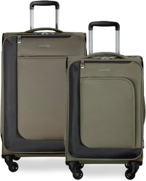 Ricardo Beverly Hills Aspen Springs 2-PC Luggage Set  Lightweight Softside Suitcase Set of 2 with 20 Carry-On & 24 Medium Check-In Spinner, Olive
