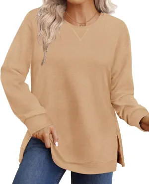 RITERA Plus Size Tops for Women Winter Long Sleeve Basic Loose fit Pullover Sweatshirts Oversized Tunic Shirts