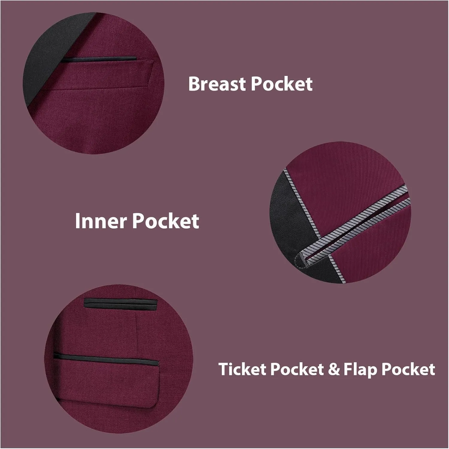 Rogers & Morris Tuxedo Suits for Men Solid 3 Piece Slim FitFormal Set Peak Lapels One Button Jacket Vest Pants