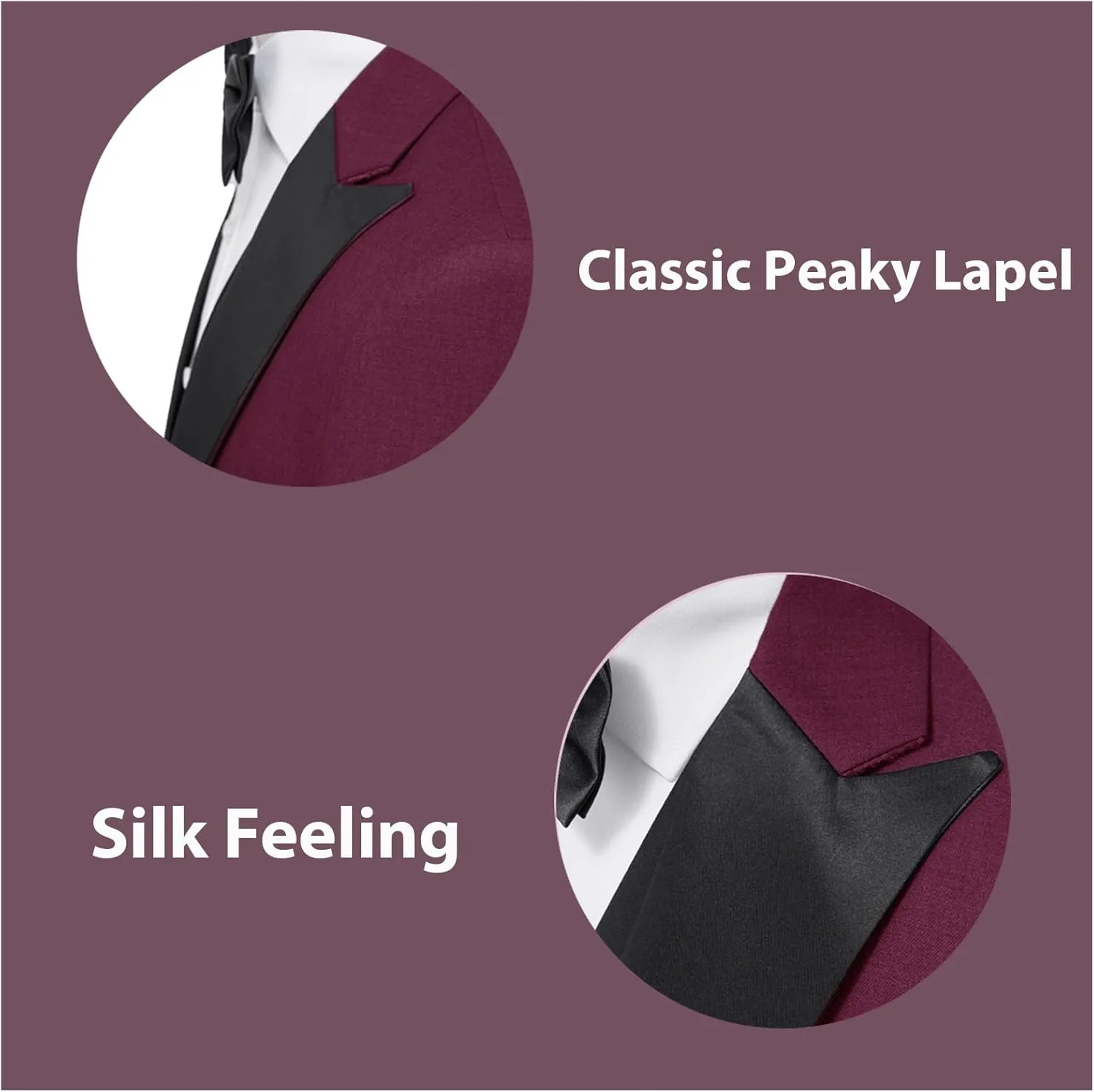 Rogers & Morris Tuxedo Suits for Men Solid 3 Piece Slim FitFormal Set Peak Lapels One Button Jacket Vest Pants