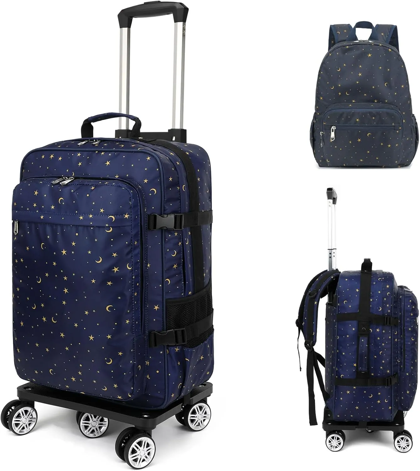 Rolling Travel Backpack Airline Carry On Bag 20 Inch Suitcases with Spinner Wheels for Men Women