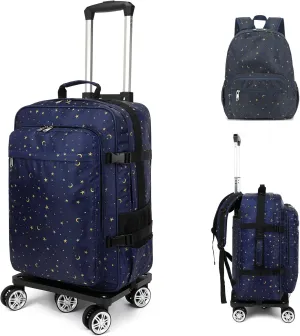 Rolling Travel Backpack Airline Carry On Bag 20 Inch Suitcases with Spinner Wheels for Men Women