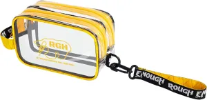 Rough Enough Clear TSA Approved Toiletry Bag for Men Women Travel Cosmetic Organizer with Dry Wet 2 Compartments Yellow