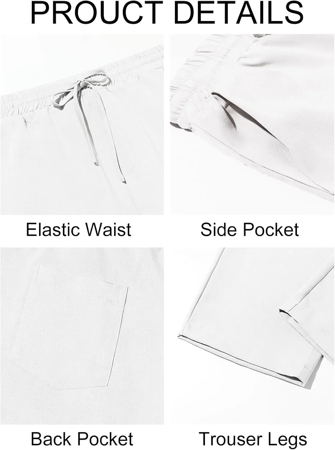 Runcati Mens Casual Pants Drawstring Elastic Waist Lightweight Cropped Linen Pants Summer Yoga Beach Trousers