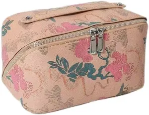 SAILYLENCEY]Travel Makeup Bag - PU leather Waterproof, Large capacityWith divider and storage bagPortable with handle