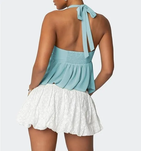 Sequin Top Y2k Women Sleeveless Backless Halter Sexy Sparkly Beaded Crop Tank Open Back Low Cut Going Out Camisole