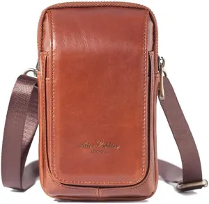 Simple Vintage Leather Waist Bag Fanny Pack Hip Bumbag with Adjustable Shoulder Strap Red Brown