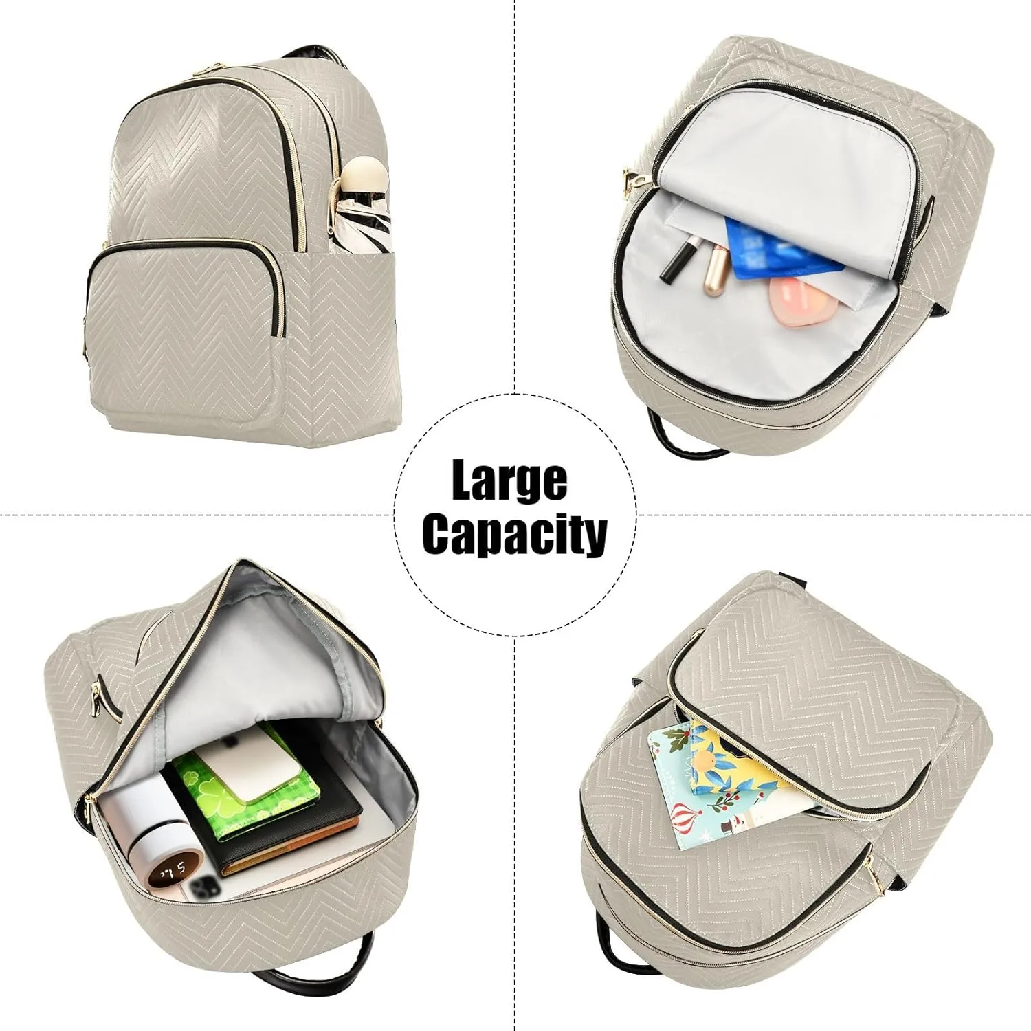 Sinestour Beige Backpack Purse Lightweight Shoulder Bag Fashion Travel Backpack Handbags for Women Work Ladies Teenage