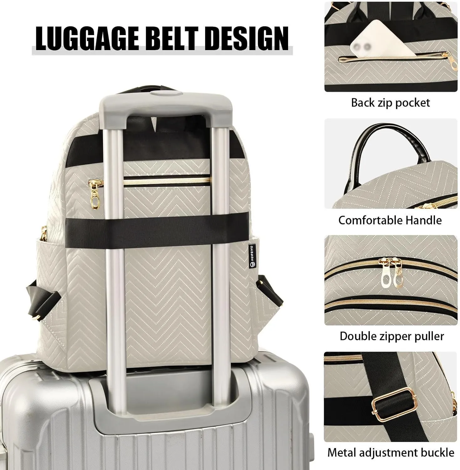 Sinestour Beige Backpack Purse Lightweight Shoulder Bag Fashion Travel Backpack Handbags for Women Work Ladies Teenage