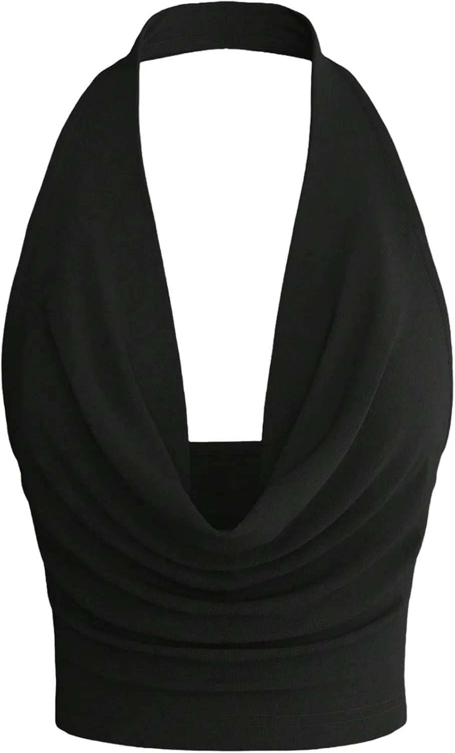 SOLY HUX Women's Cowl Neck Halter Neck Going Out Tops Open Back Sleeveless Y2k Crop Tank Top
