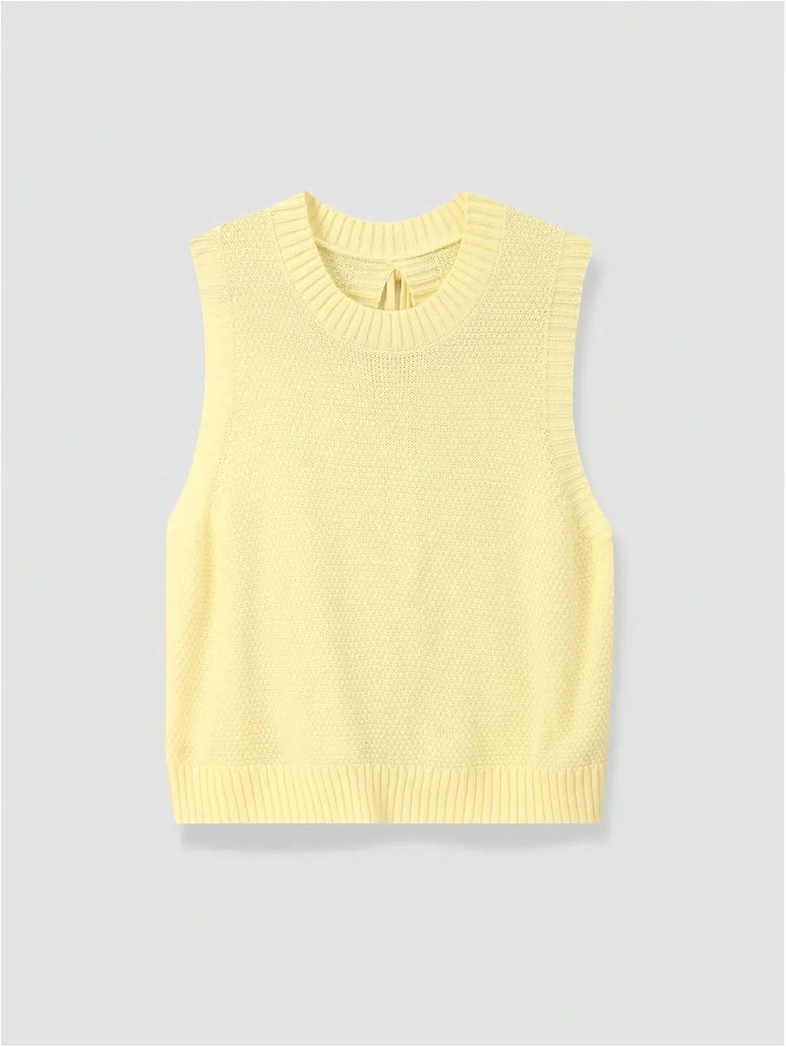 SOLY HUX Women's Tie Open Back Sweater Vest Crew Neck Sleeveless Backless Knit Tank Tops