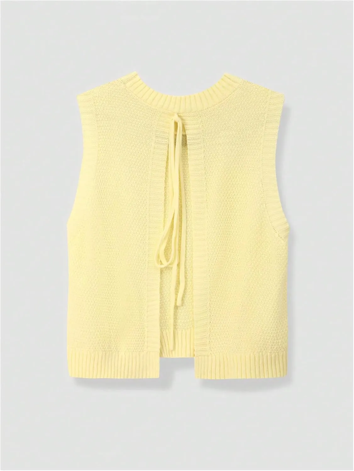 SOLY HUX Women's Tie Open Back Sweater Vest Crew Neck Sleeveless Backless Knit Tank Tops