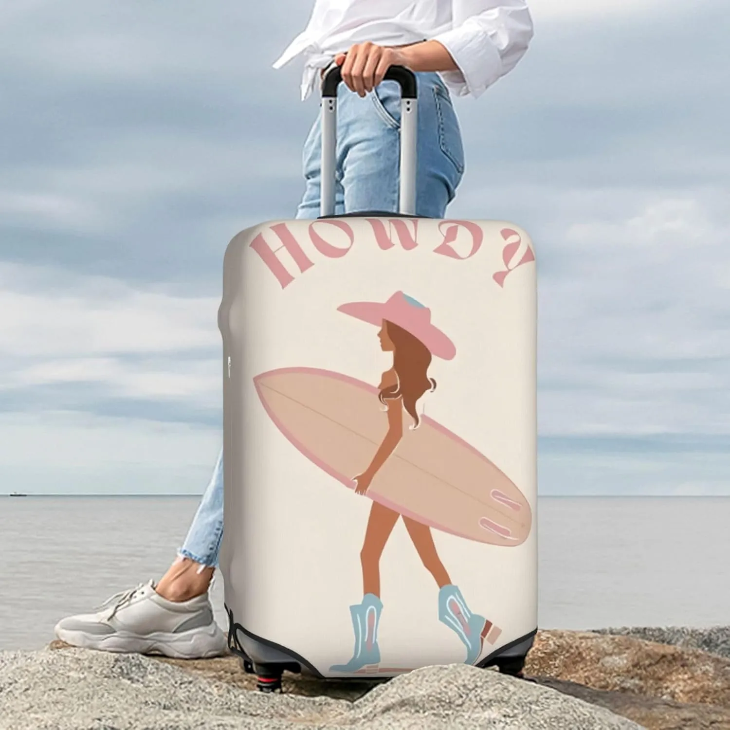 Surfer Girl Travel Luggage Covers Elastic Suitcase Protector Washable Baggage Covers