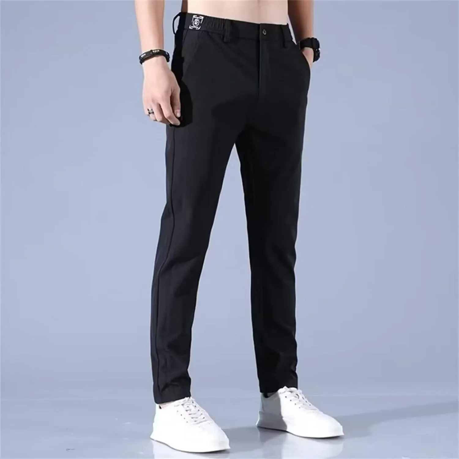 Sweatpants for Men Tapered Combat Slacks Man Track Slimming Elasticated Waist Solid Split Ripstop Pant