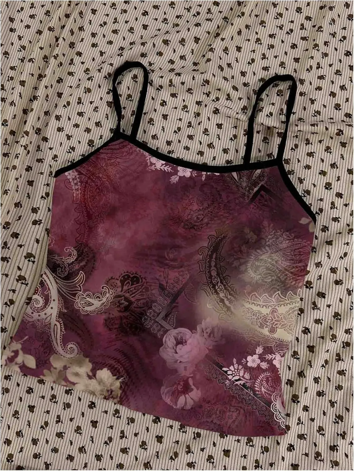 SweatyRocks Women's Leopard Letter Print Camisole Spaghetti Strap Fitted Sleeveless Tops