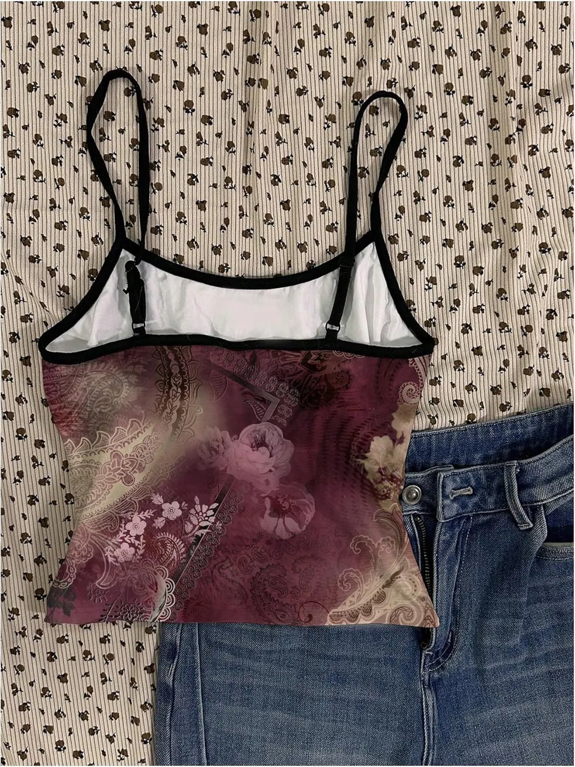 SweatyRocks Women's Leopard Letter Print Camisole Spaghetti Strap Fitted Sleeveless Tops