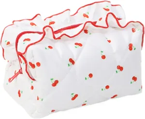 Toiletry Bag - Floral Quilted Makeup Pouch | Multipurpose Travel Makeup Organizer, Cosmetic Organizer Pouch, Calico Fabric Storage Purse for Girls Women, 7.1x4.3x3.9in