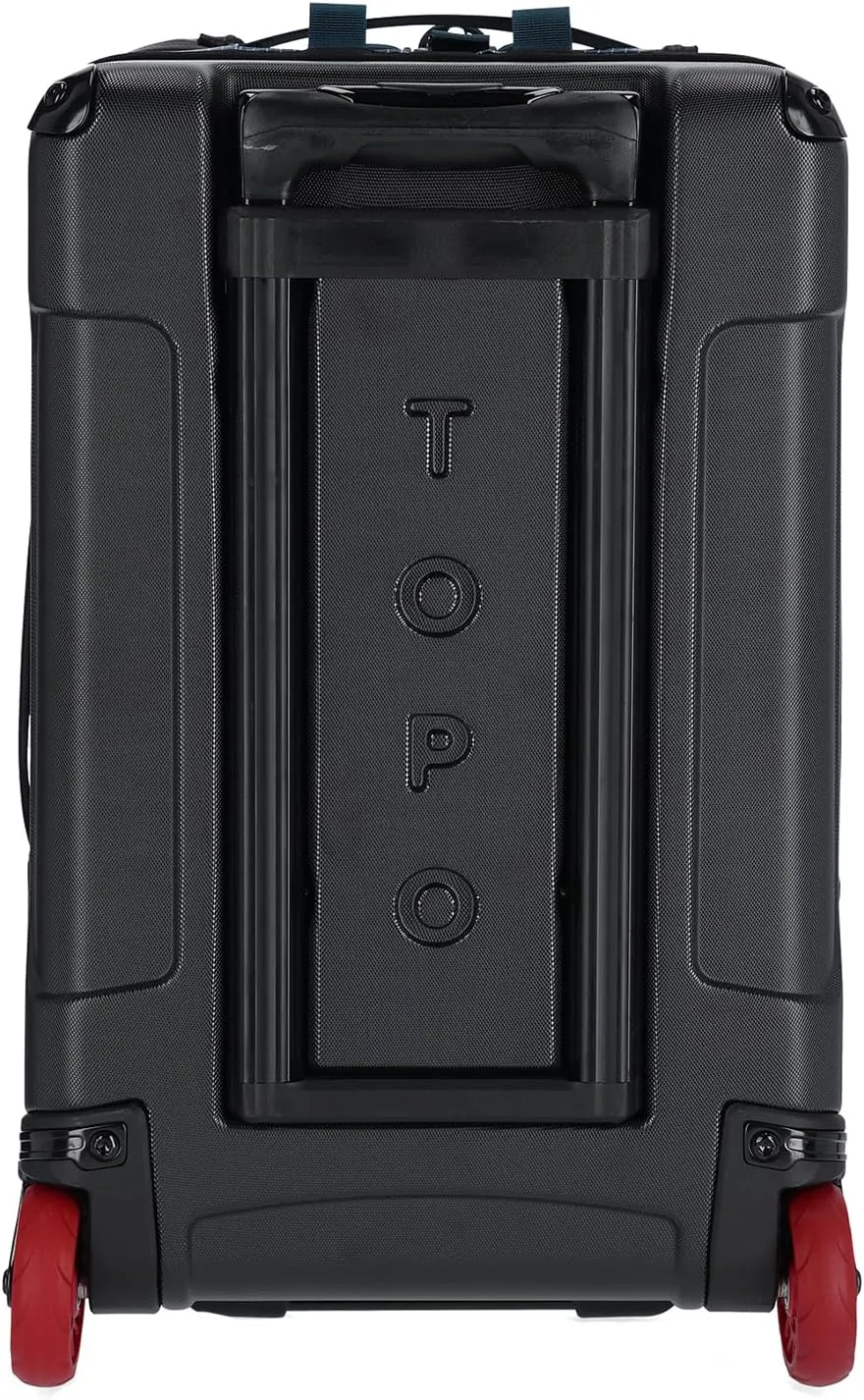 Topo Designs Global Travel Roller Bag Suitcase, 44L Carry-On, 3 Handles, Smooth Heavy Duty Wheels, Telescoping Handle, Durable   Rugged, WRAP Certified, PFAS Free (Apex Pond Blue)