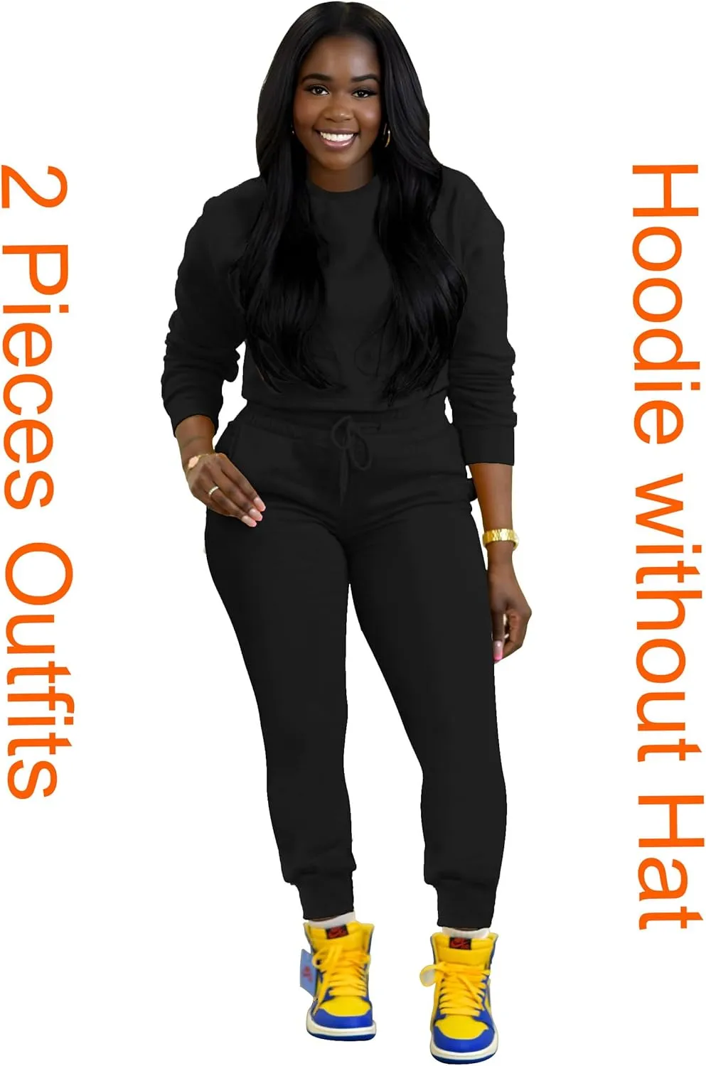 TOPSRANI Womens Two Piece Outfits Bodycon Tracksuit Sweatsuits Hoodie Solid Jogger Biker Workout Lounge Long Sleeve Pant Sets
