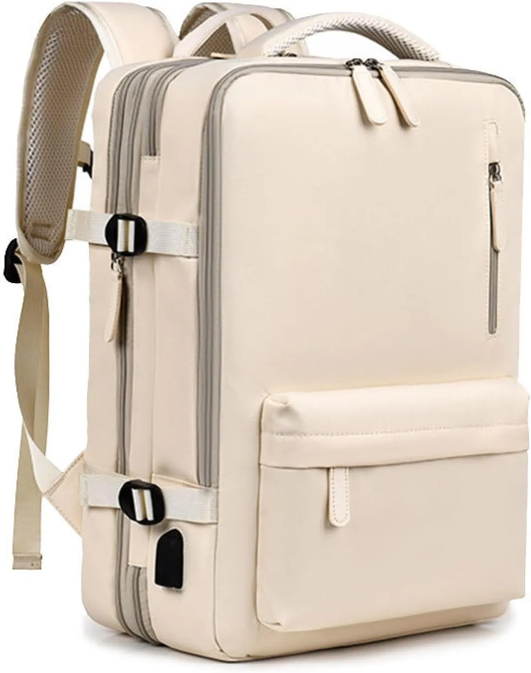 Travel Laptop Backpack, Large Capacity Waterproof, Business Computer Bag, Beige