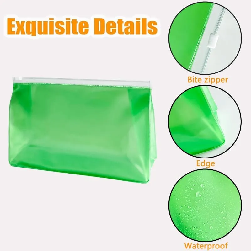 TSA Approved Frosted PVC Clear Toiletry Bag, TSA Approved Plastic PVC Makeup Pouch with Zipper, 9.84 x 5.91 x 2.76 inches, Yellow for Carry-on Travel Essentials (Frosted green)