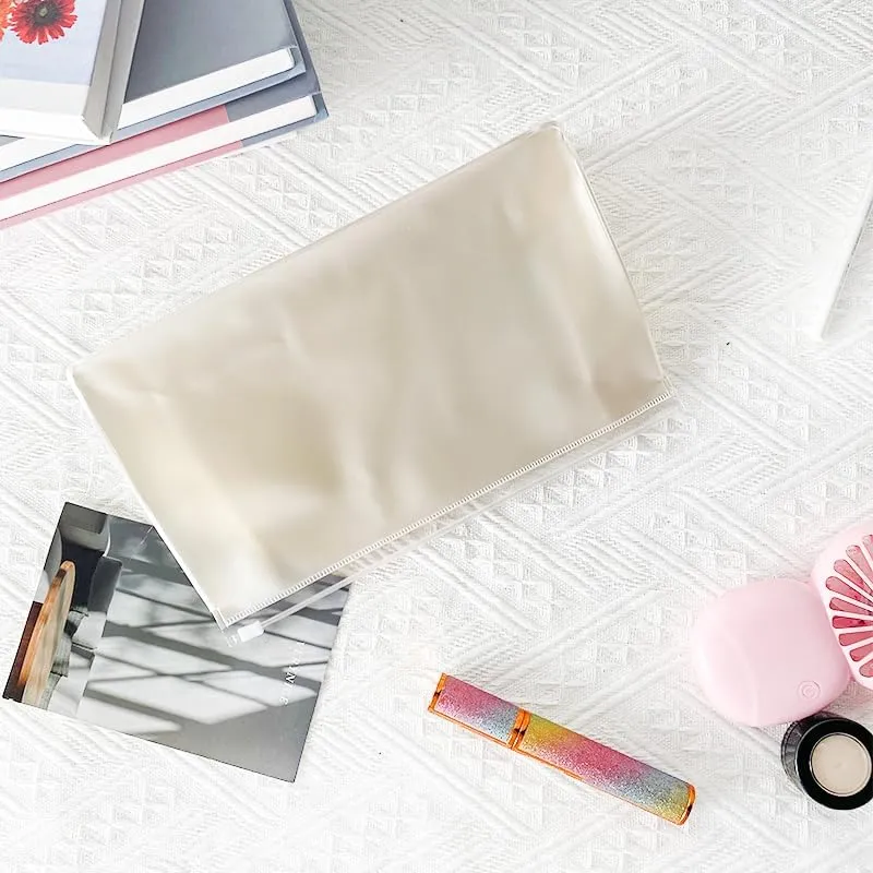 TSA Approved Frosted PVC Clear Toiletry Bag, TSA Approved Plastic PVC Makeup Pouch with Zipper, 9.84 x 5.91 x 2.76 inches, Yellow for Carry-on Travel Essentials (white)