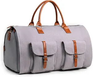 TSA-Friendly Convertible Garment Duffel Bag 2-in-1 - Wrinkle-Free Hanging Suitcase with Shoe Compartment, Carry on Business Travel Bag (grey,56 * 33 * 32cm)
