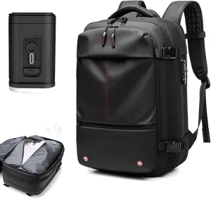 Vaccage Backpack, 60L Expandable Vaccage Bag with Pump, Water Resistant, Anti Theft Travel Vacuum Back Pack TSA Approved (black)