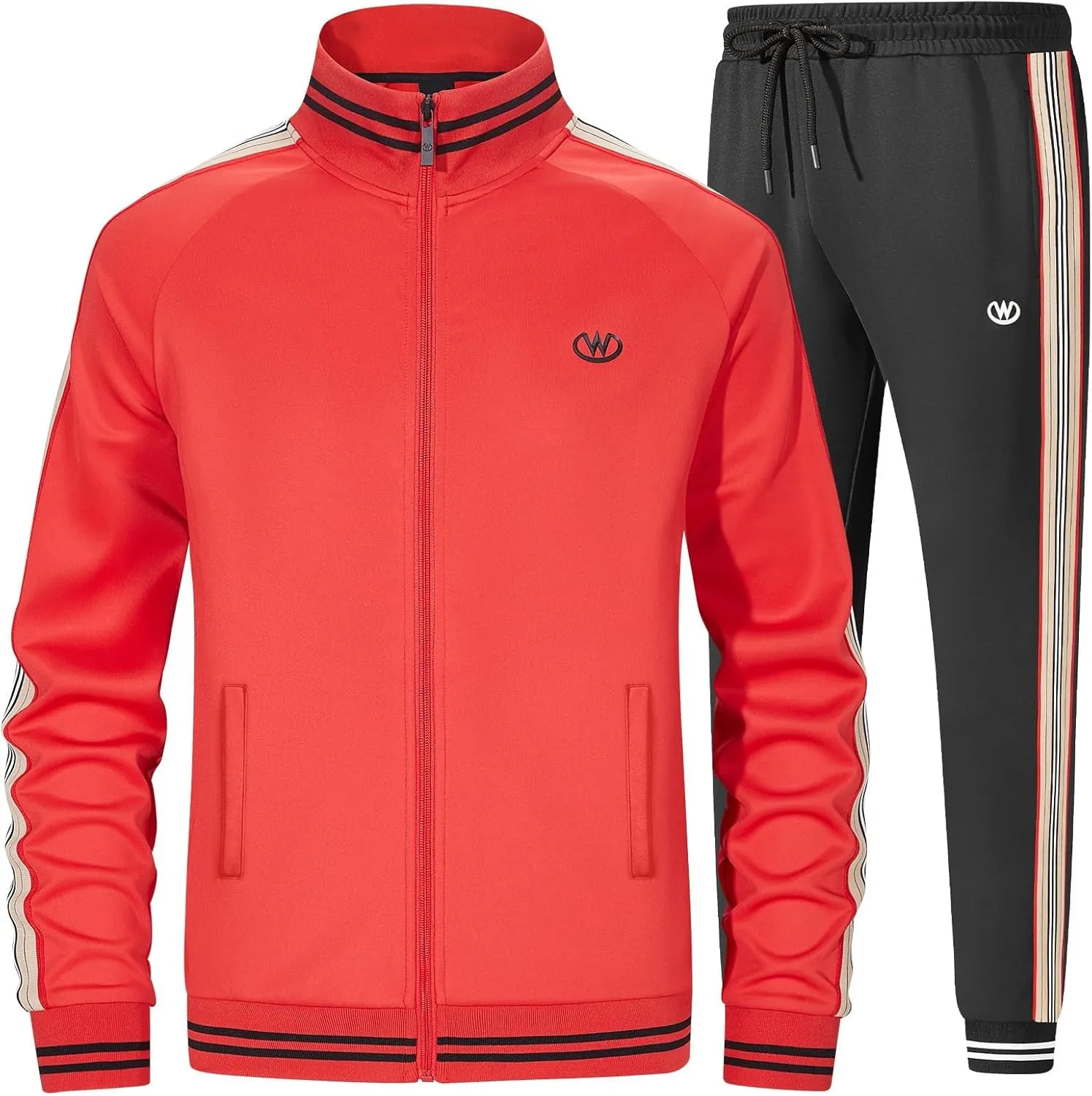 W JIANWANG Track Suits for Men Set Jogging Tracksuit Mens Sweatsuits Workout Running Sports Jogger Sweat Suits Outfits
