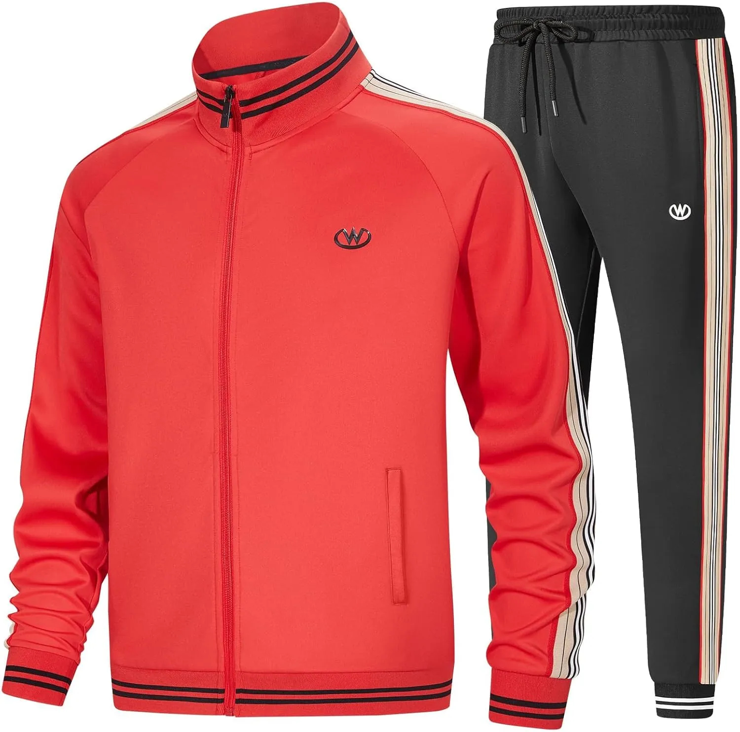 W JIANWANG Track Suits for Men Set Jogging Tracksuit Mens Sweatsuits Workout Running Sports Jogger Sweat Suits Outfits