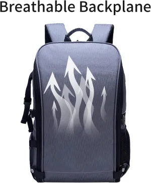 Waterproof Camera Backpack with Tripod Holder - Lightweight Nylon Photography Bag for DSLR & Accessories, 18"x12.6"x7" Compact Design, Grey