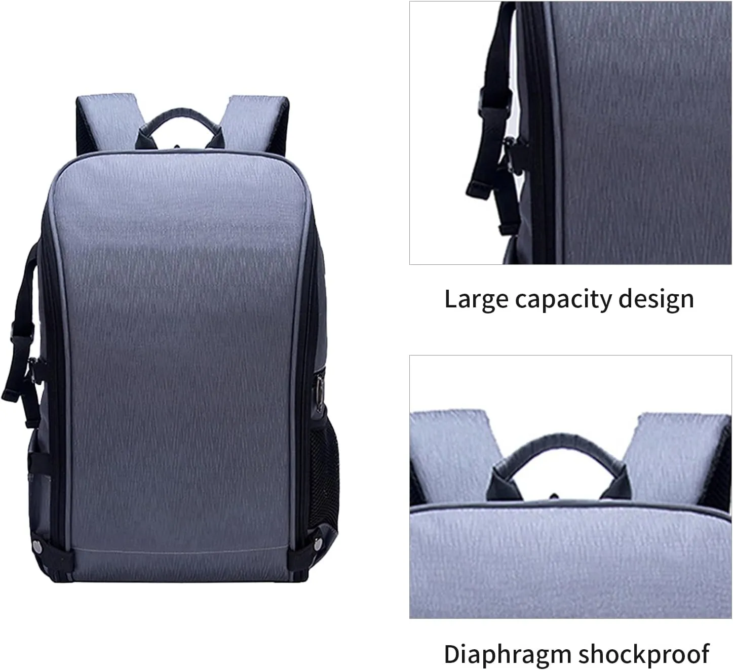 Waterproof Camera Backpack with Tripod Holder - Lightweight Nylon Photography Bag for DSLR & Accessories, 18"x12.6"x7" Compact Design, Grey