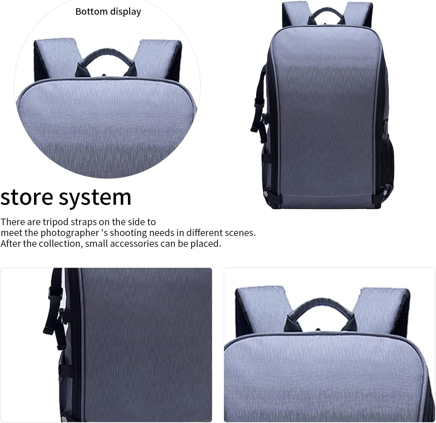 Waterproof Camera Backpack with Tripod Holder - Lightweight Nylon Photography Bag for DSLR & Accessories, 18"x12.6"x7" Compact Design, Grey