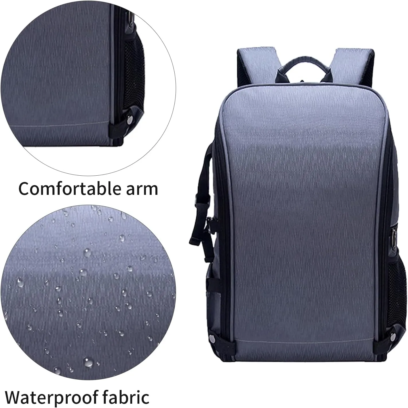 Waterproof Camera Backpack with Tripod Holder - Lightweight Nylon Photography Bag for DSLR & Accessories, 18"x12.6"x7" Compact Design, Grey