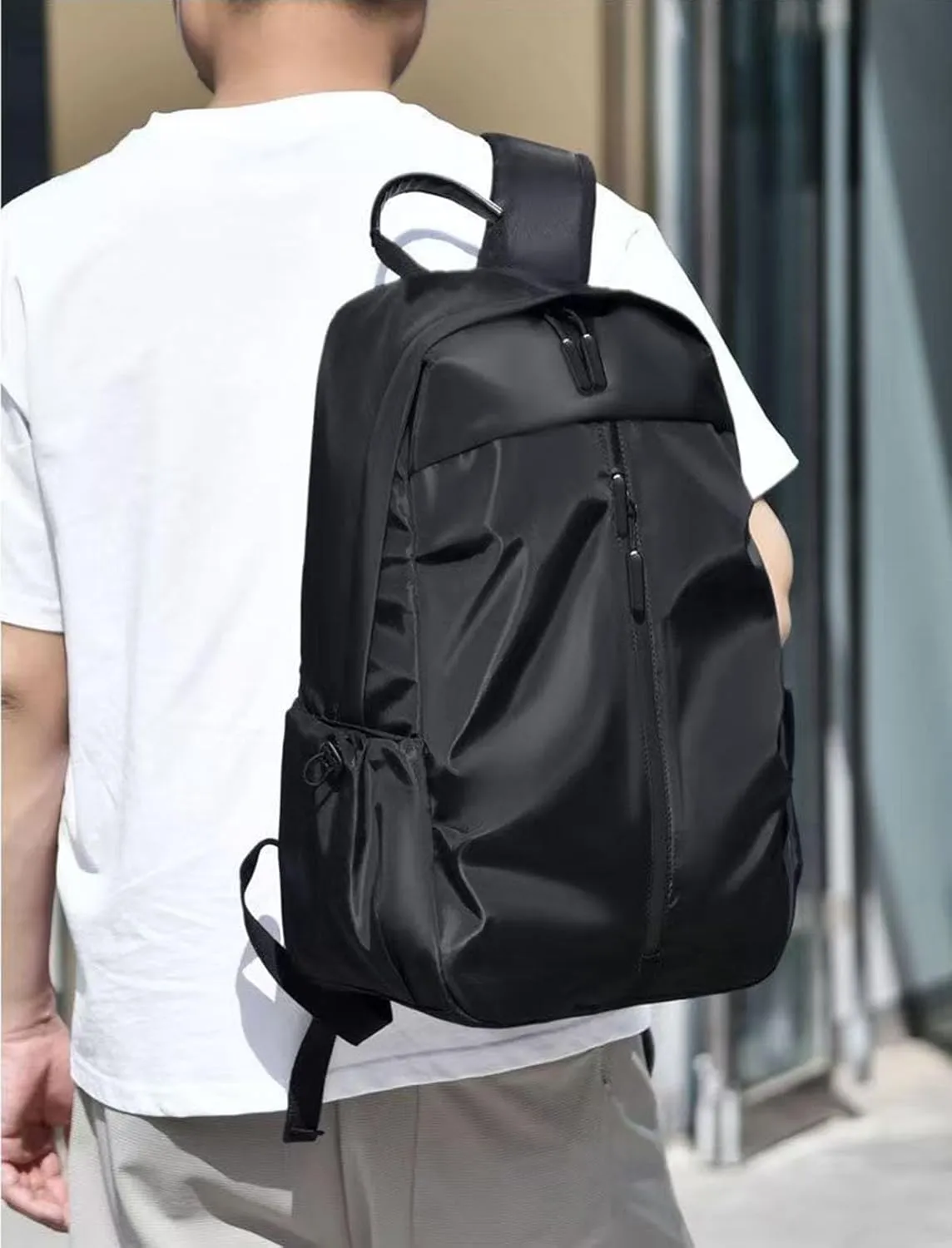 Waterproof laptop backpack, backpack, shoulder bag, with USB port, large capacity backpack, travel bag, business leisure bag (black)