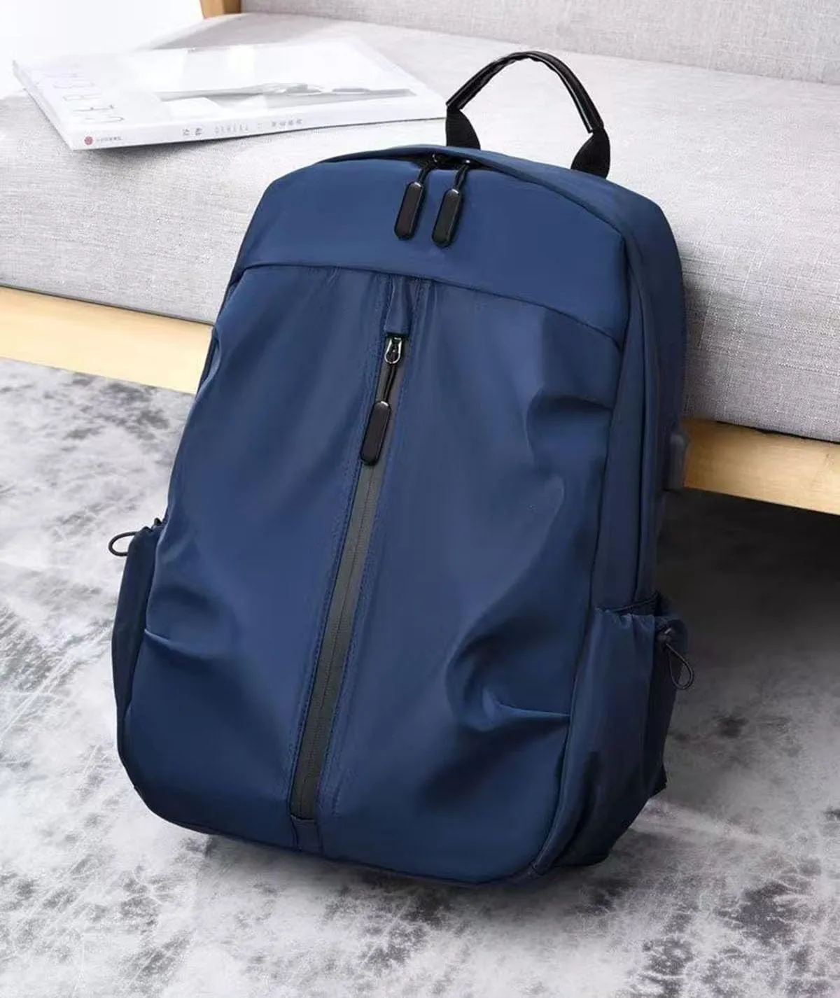 Waterproof laptop backpack, backpack, shoulder bag, with USB port, large capacity backpack, travel bag, business leisure bag (blue)