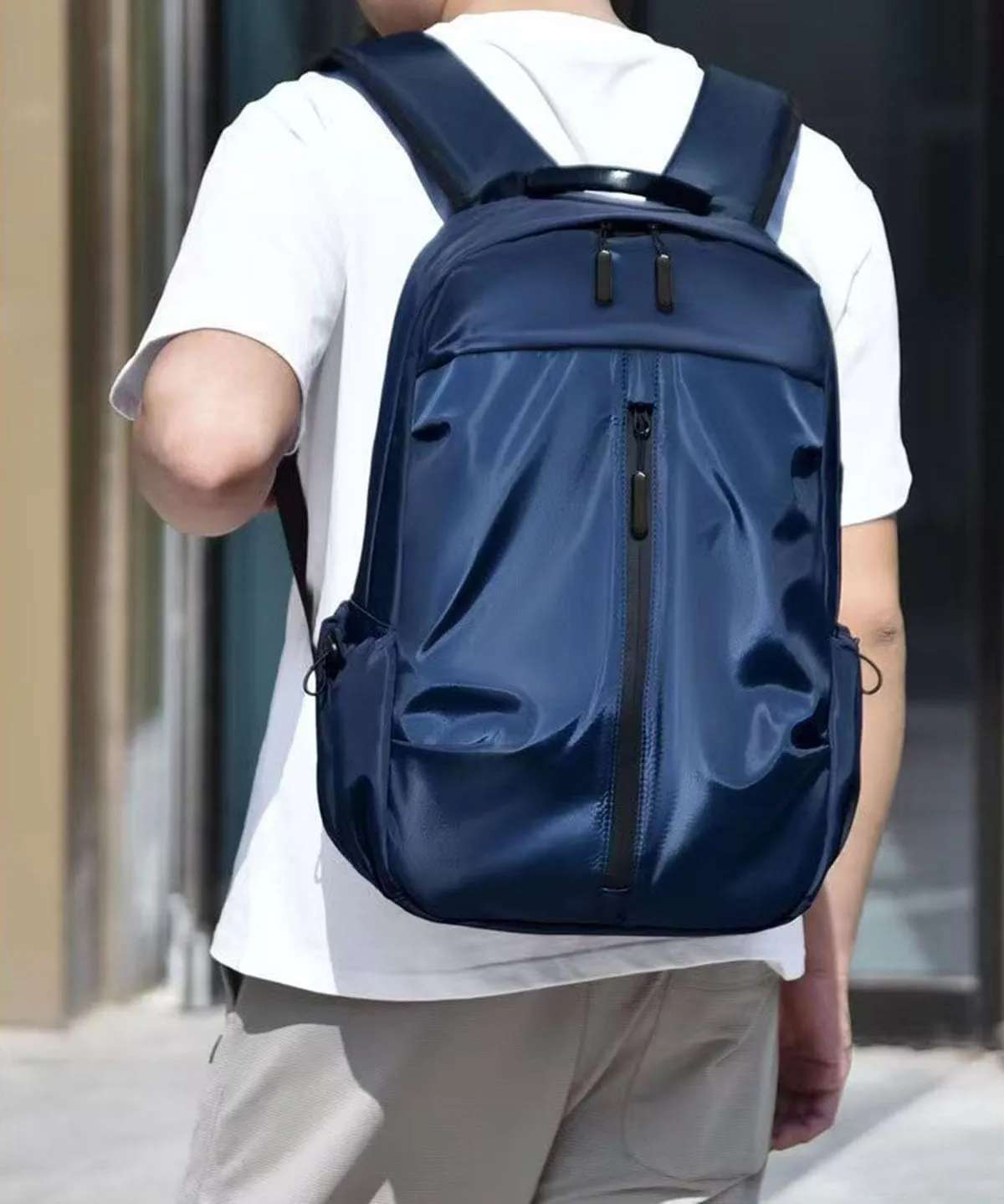 Waterproof laptop backpack, backpack, shoulder bag, with USB port, large capacity backpack, travel bag, business leisure bag (blue)