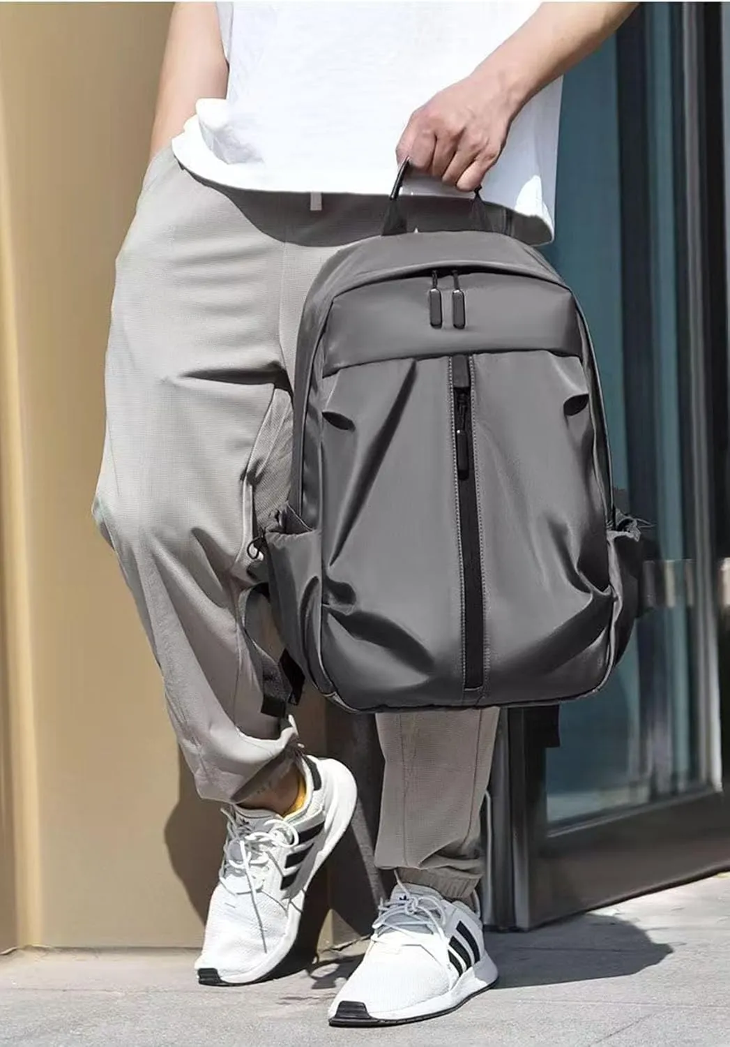 Waterproof laptop backpack, backpack, shoulder bag, with USB port, large capacity backpack, travel bag, business leisure bag (grey)