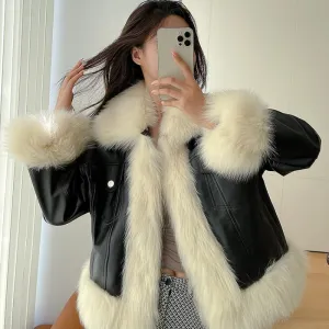 Winter Coats Women Thick Faux Leather Fur Sheepskin Coat Female Fur Leather Jacket