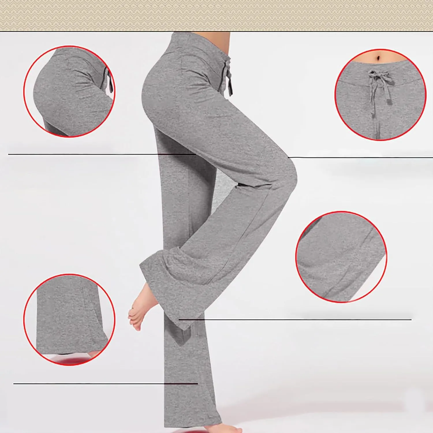 Women's Baggy Flared Pants Loose High Waist Wide Leg Pants Workout Out Leggings Casual Trousers Yoga Gym Pants