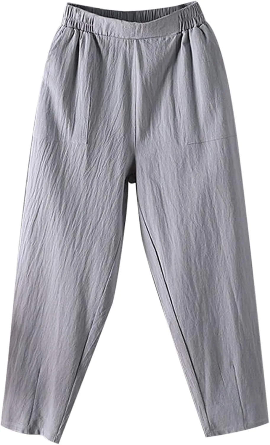Womens Baggy Wide Leg Pants Casual Drawstring Elastic Waist Linen Carpi Pants Summer 2025 Harem Trousers with Pockets