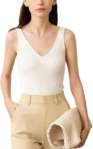 Women's Camisole Tops Office Lady Solid V-Neck Sexy Slim Vest