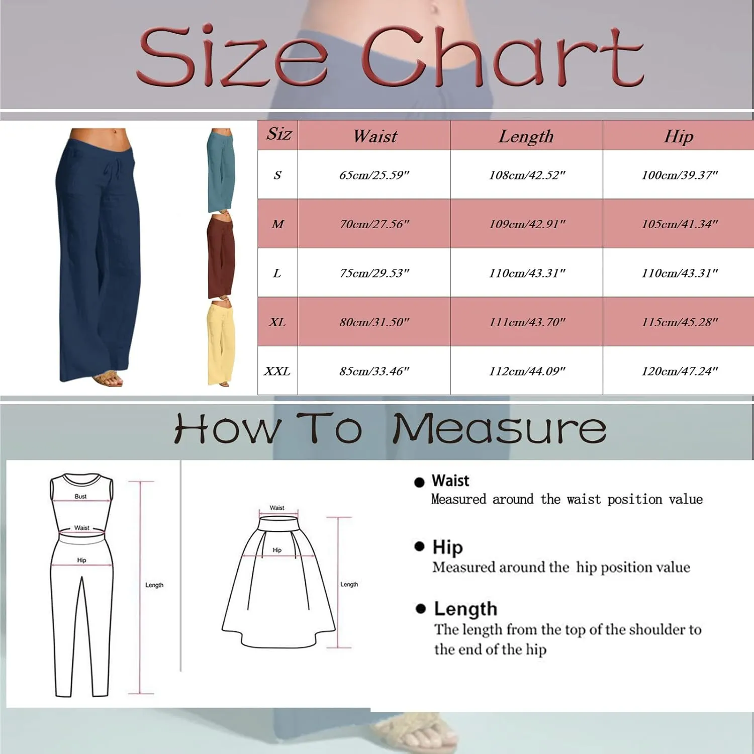 Women's Cotton Linen Pants Plus Size Wide Leg Flowy Summer Beach Pants High Waist Drawstring Pants Lounge Trouser