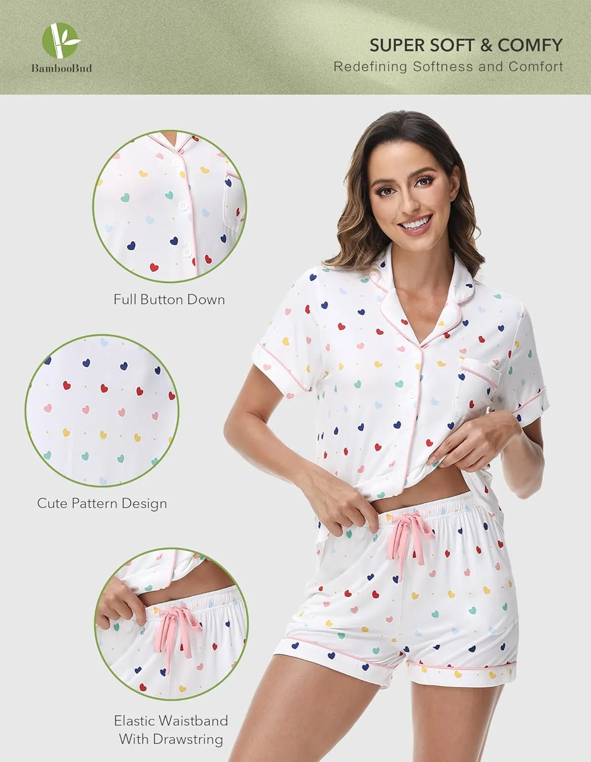 Women's Pajamas Set Family Matching Pj Short Sleeve Tops with Shorts Pjs Notch Collar Sleepwear